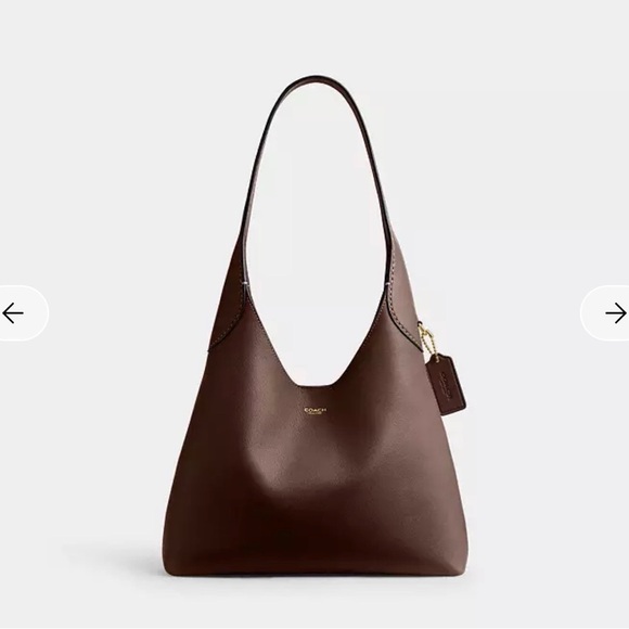 Coach Dark Brown Leather Shoulder Bag with Brass Accent - Picture 3 of 5